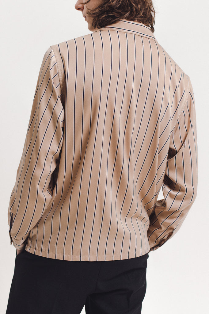 Stripe Rayon Shirt - Beige - [product _vendor]