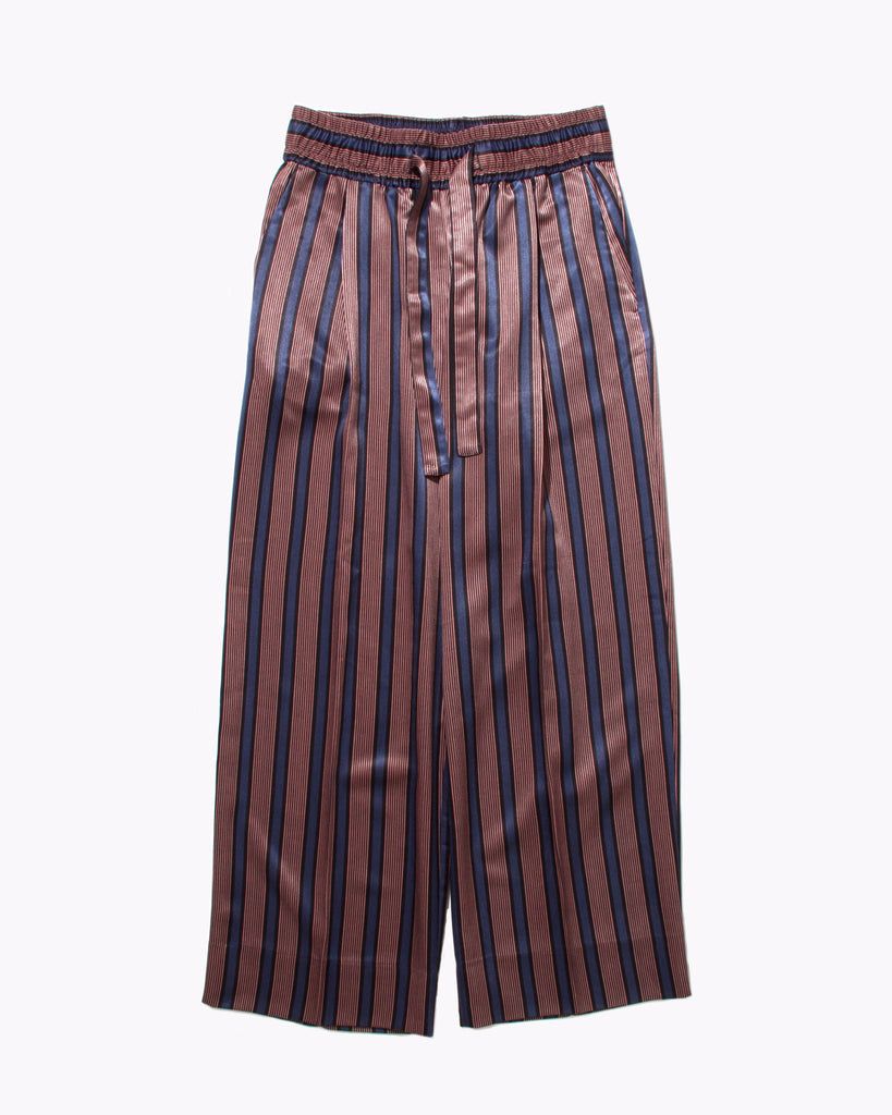 Stripe Rayon Long Trouser - Navy W