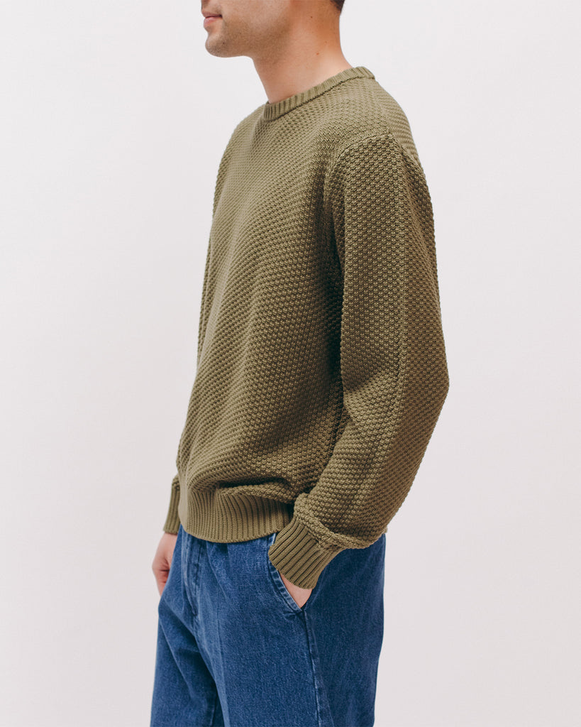 Overdyed Knit Sweater - Olive
