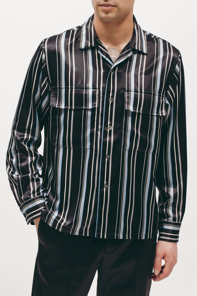 Stripe Rayon Shirt - Black - [product _vendor]