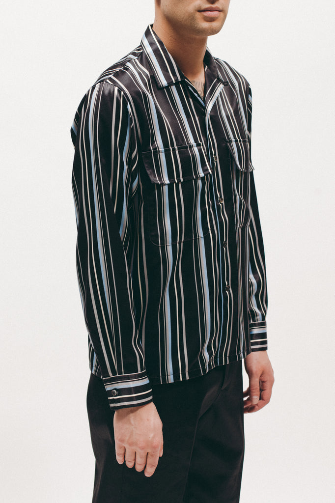 Stripe Rayon Shirt - Black - [product _vendor]