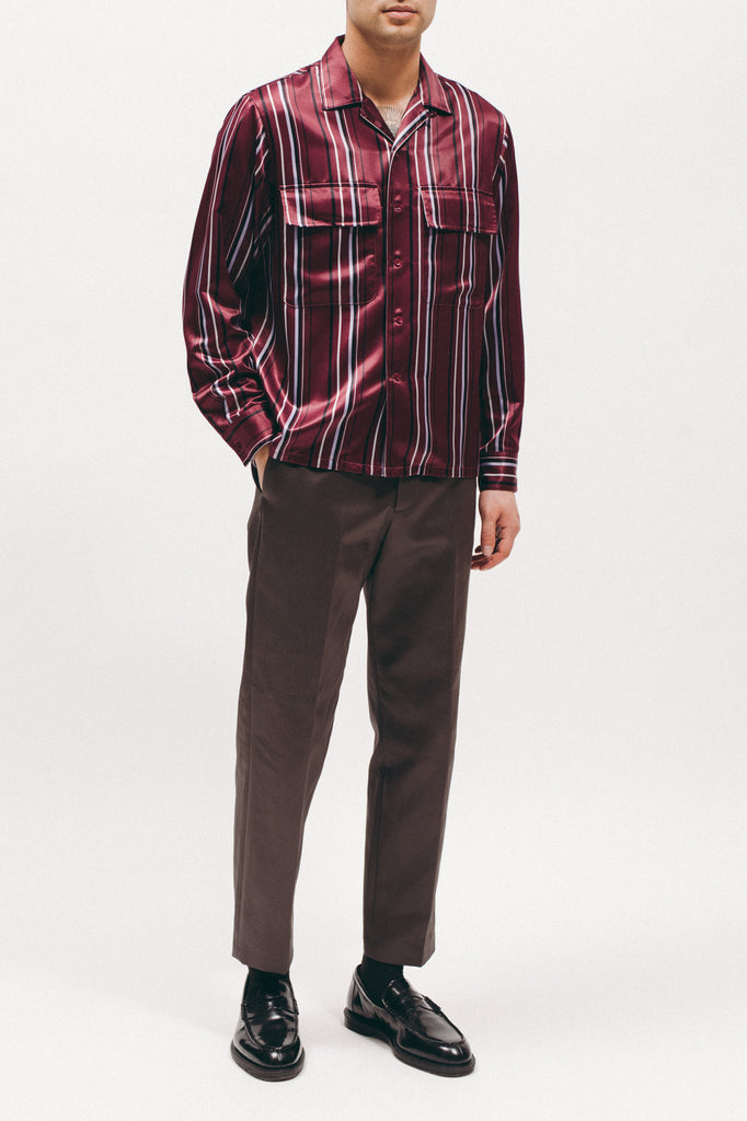 Stripe Rayon Shirt - Dark Rose - [product _vendor]