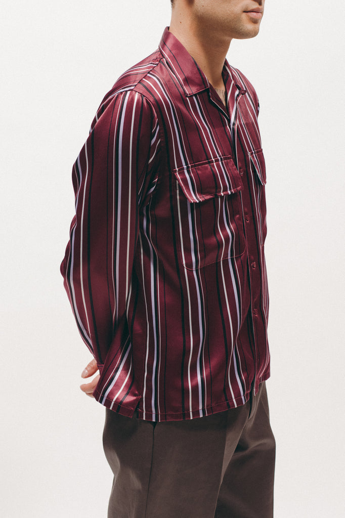 Stripe Rayon Shirt - Dark Rose - [product _vendor]