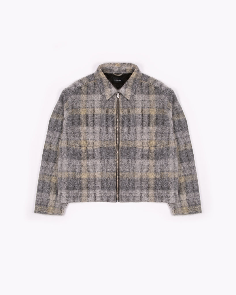 Maiden Noir Zip Chore Coat - Fade Plaid Wool