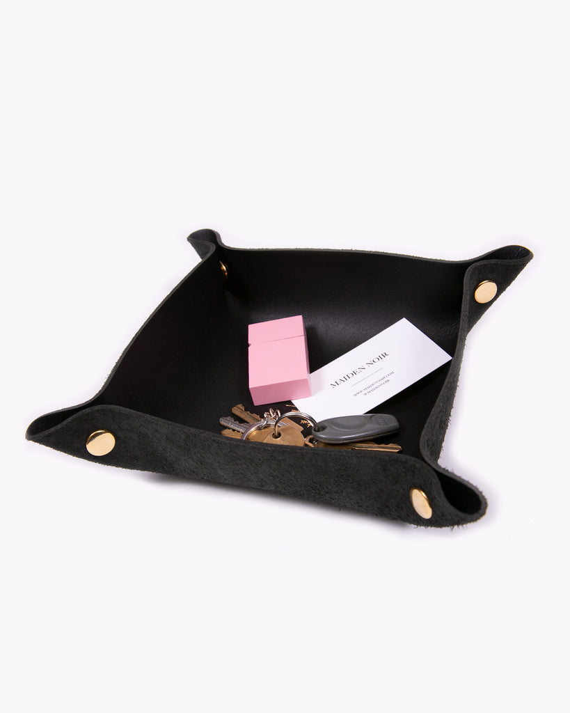 Leather Coin Tray - Black