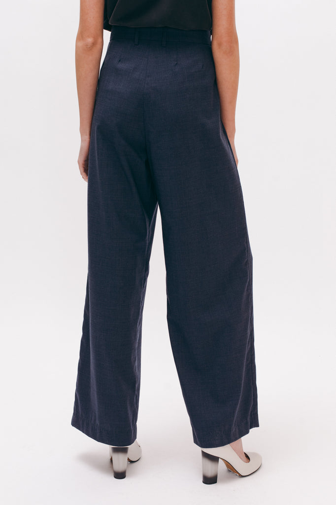 Pleated Long Trouser - Grey Blue - [product _vendor]