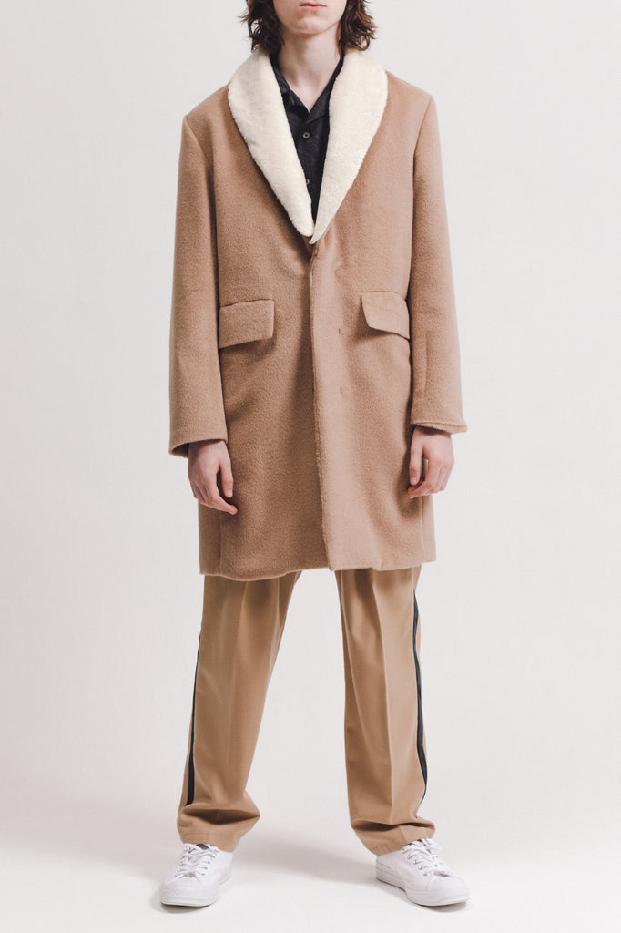 Wool Overcoat With Shearling - Tan - [product _vendor]