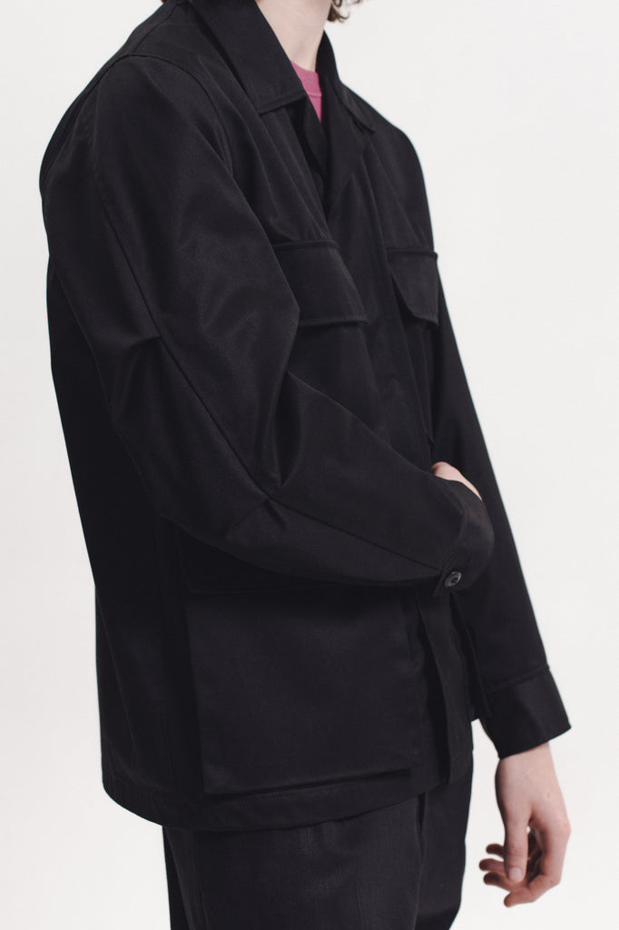 Dyed Twill Field Jacket - Black - [product _vendor]