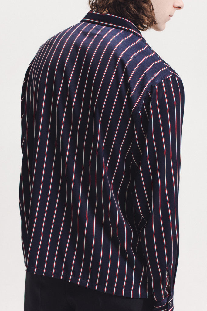 Stripe Rayon Shirt - Navy - [product _vendor]