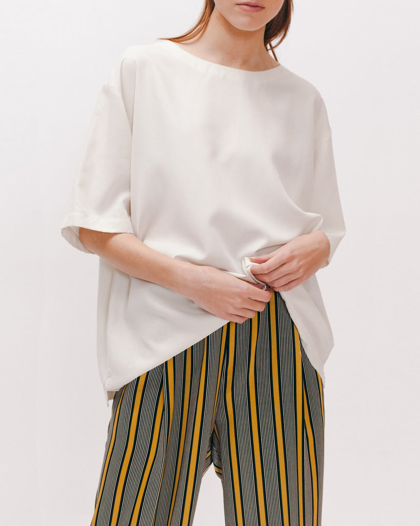 Rayon Silk SS Shirt - Off White - [product _vendor]