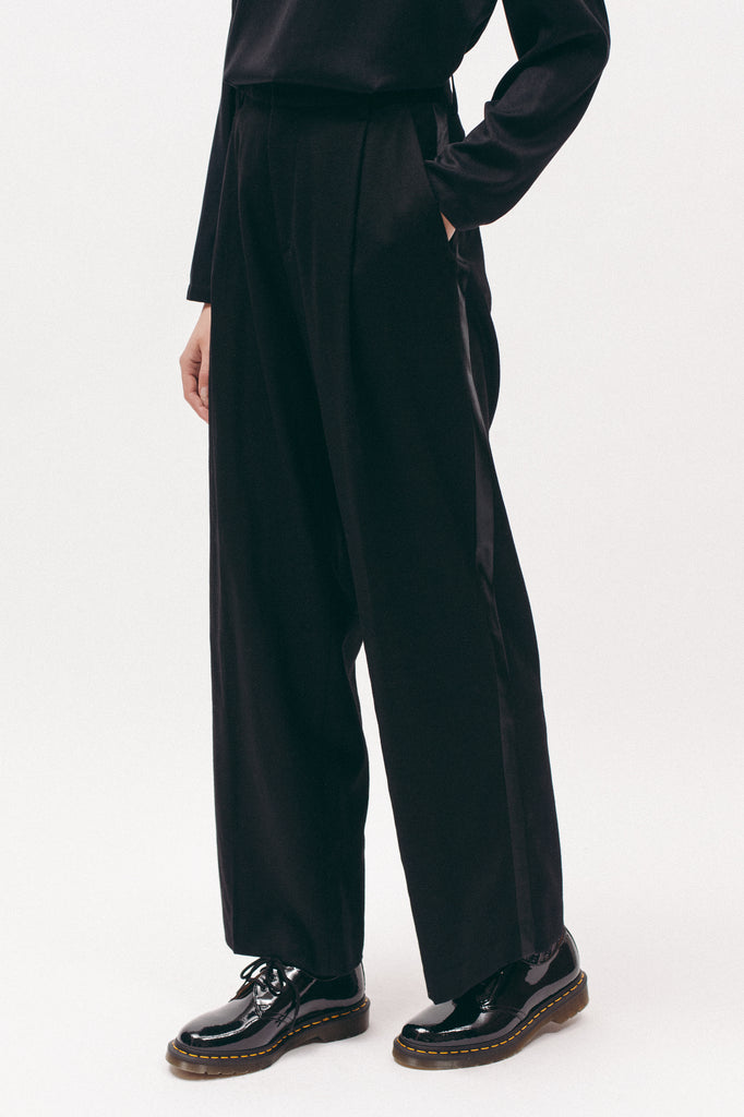 Pleated Tuxedo Trouser - Black - [product _vendor]