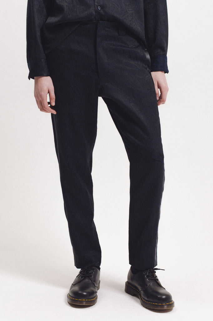 Wool Paisley Trouser - Navy - [product _vendor]