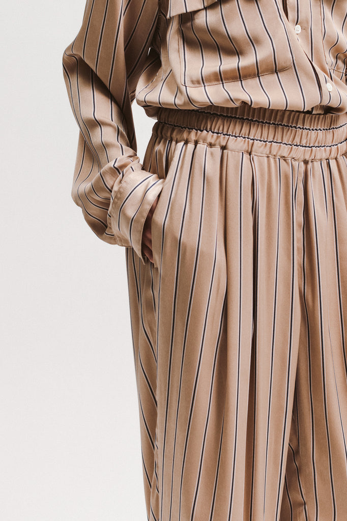 Wide Stripe Trouser - Beige - [product _vendor]