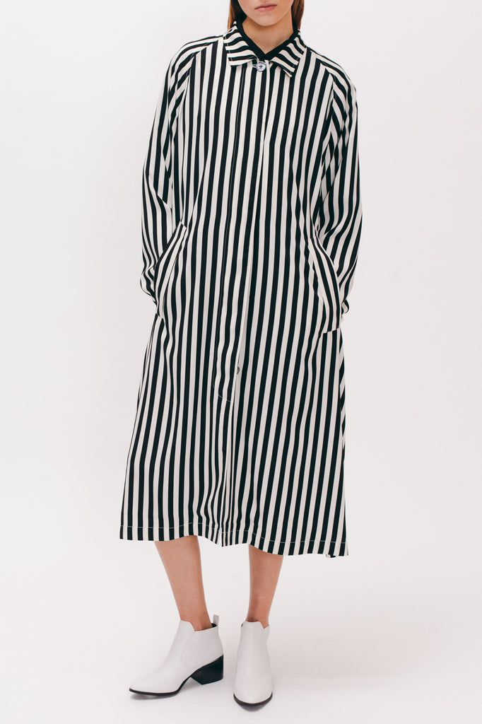 Long Overcoat - Black Stripe W