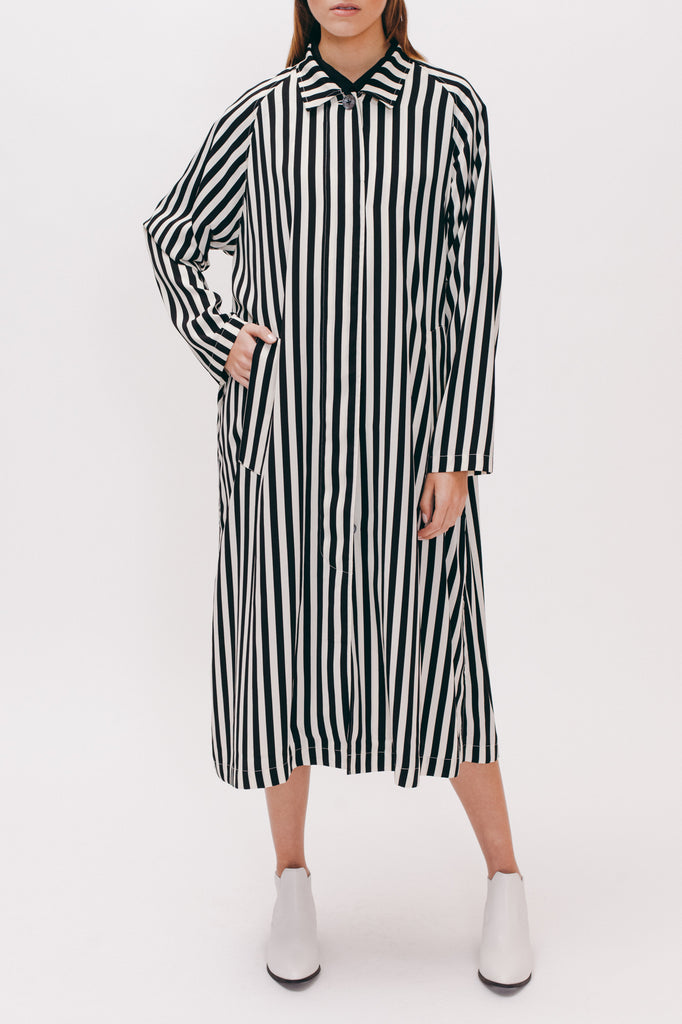 Long Overcoat - Black Stripe W