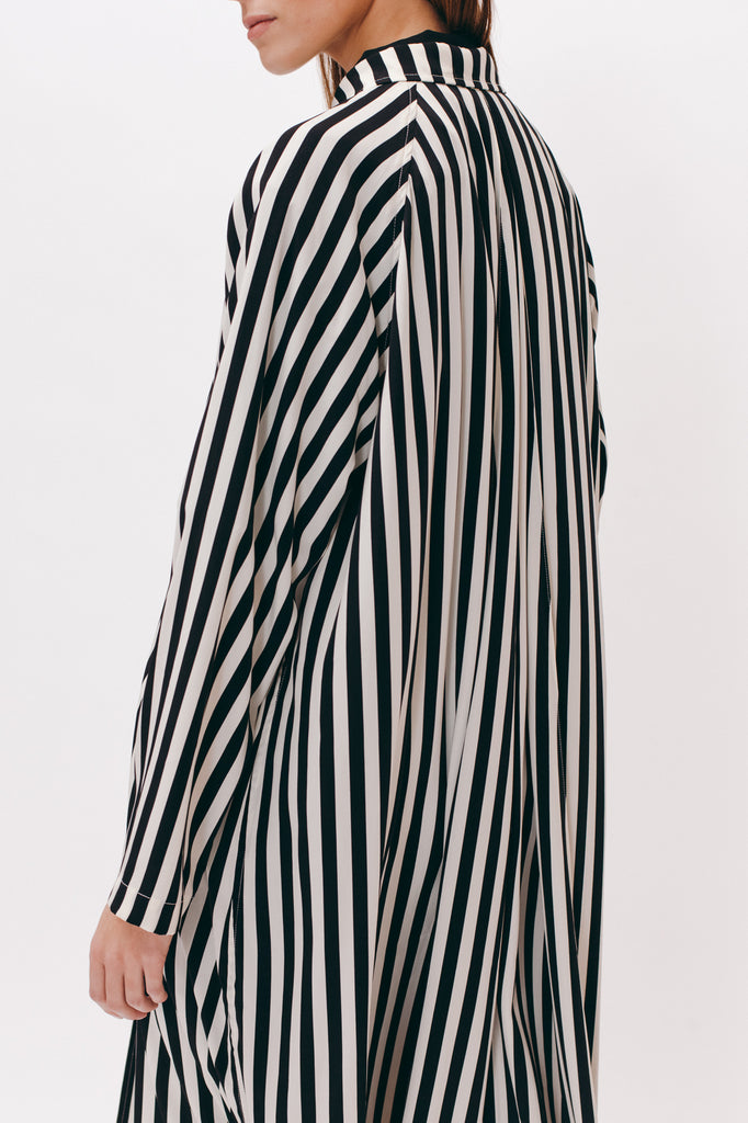 Long Overcoat - Black Stripe W