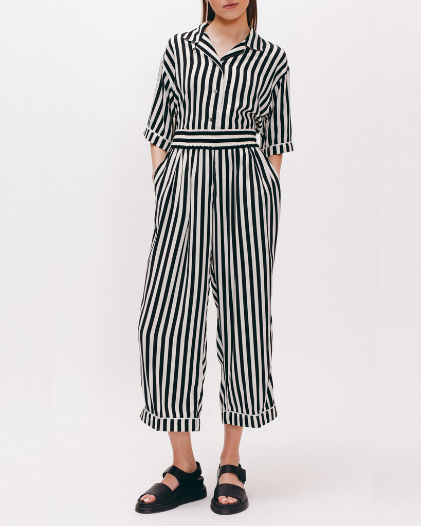 Wide Crop Trouser - Black Stripe - [product _vendor]