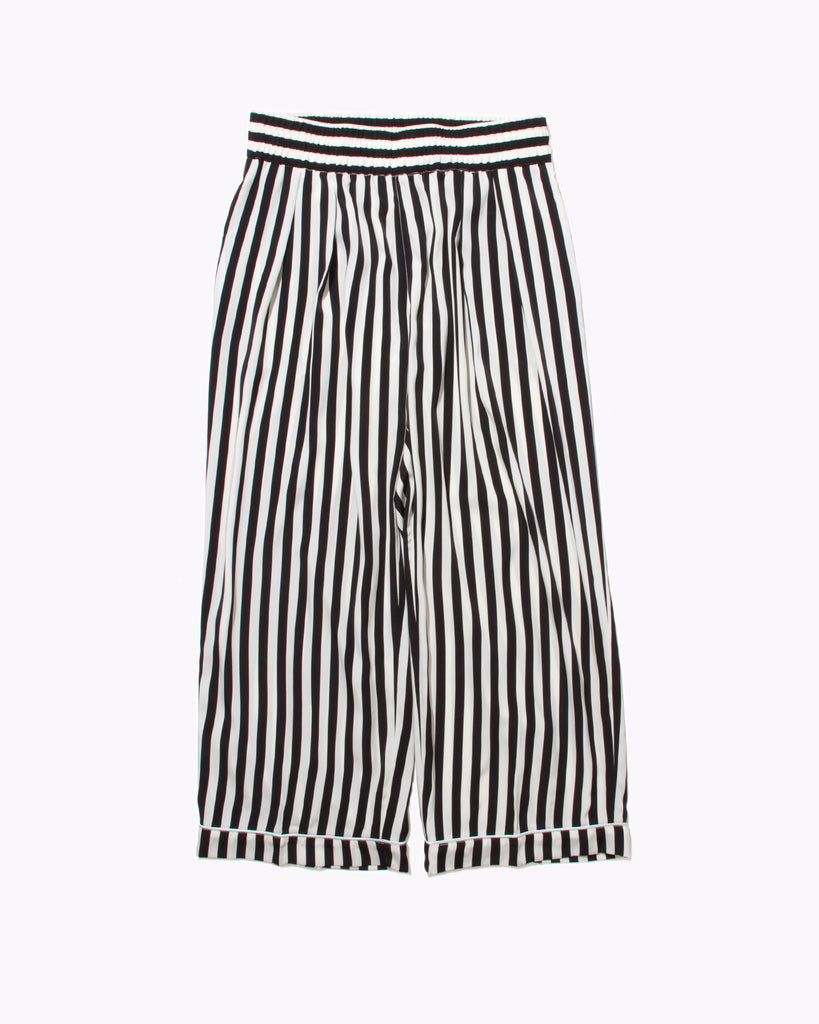 Wide Crop Trouser - Black Stripe W