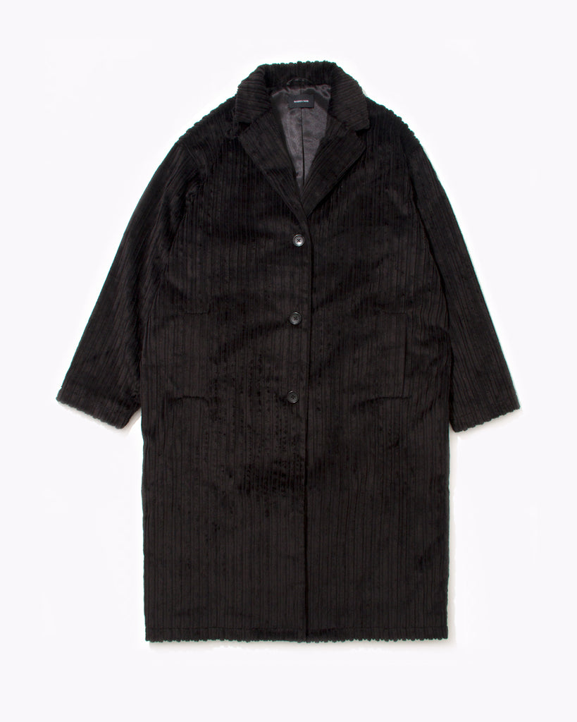 Cord Overcoat- Black