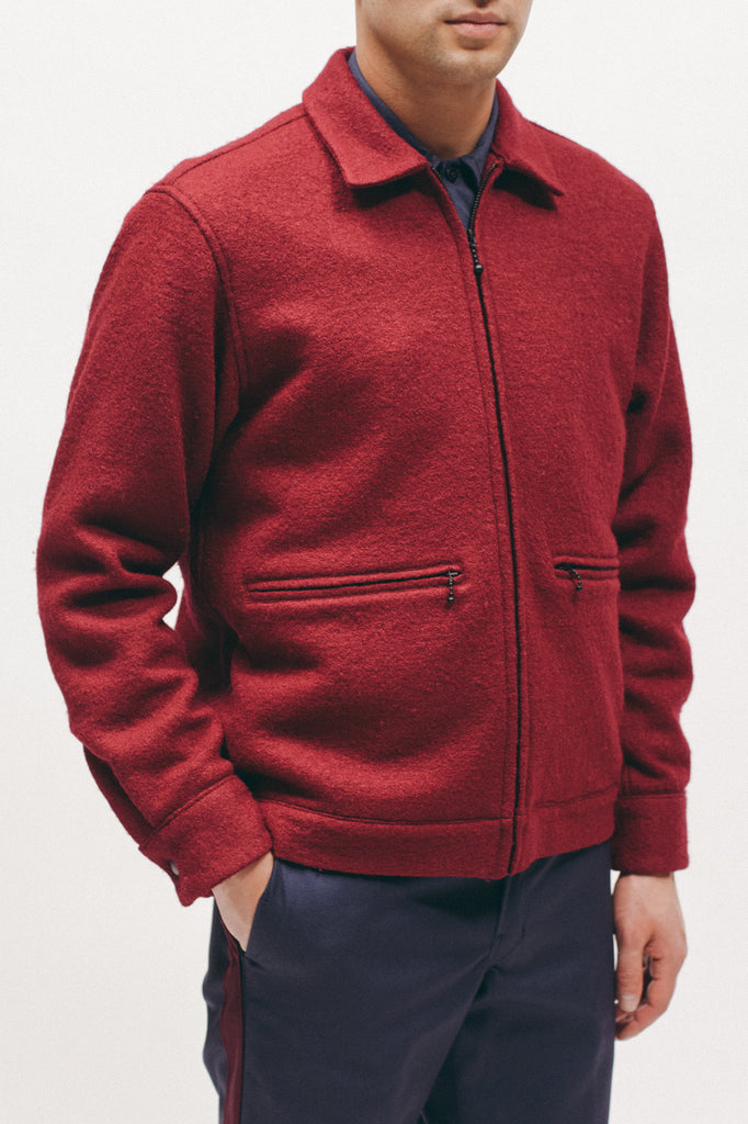 Boiled Wool Harrington Jacket - Red - [product _vendor]