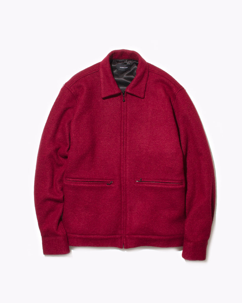 Boiled Wool Harrington Jacket - Red