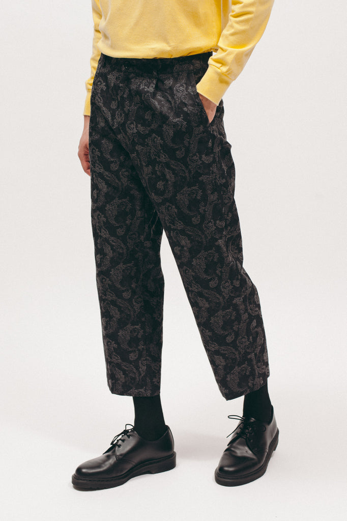 Pleated Paisley Trouser - Charcoal - [product _vendor]