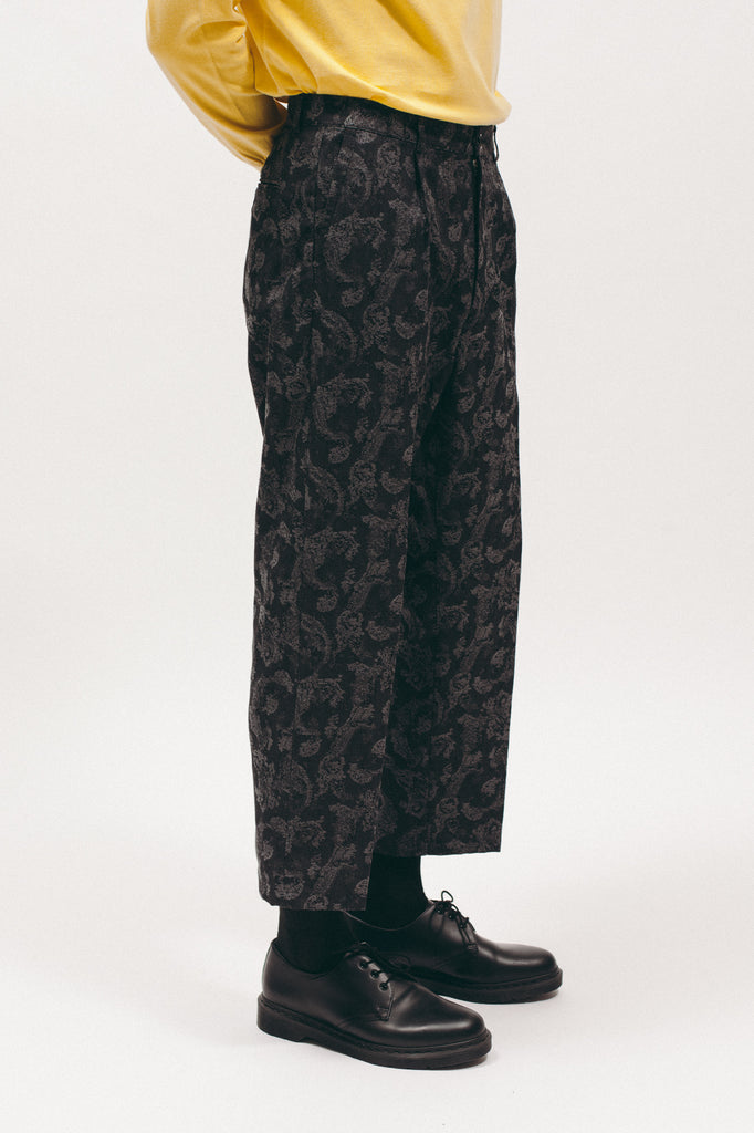 Pleated Paisley Trouser - Charcoal - [product _vendor]