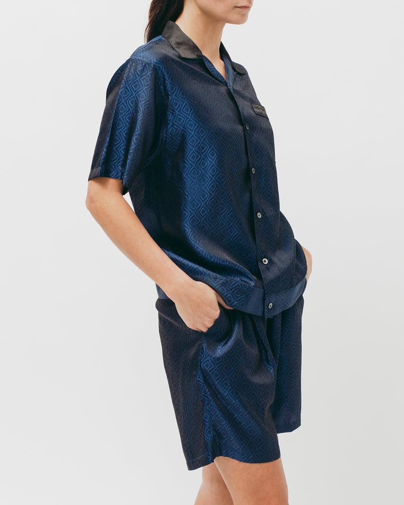 Tile S/S Shirt - Navy - Maiden Noir