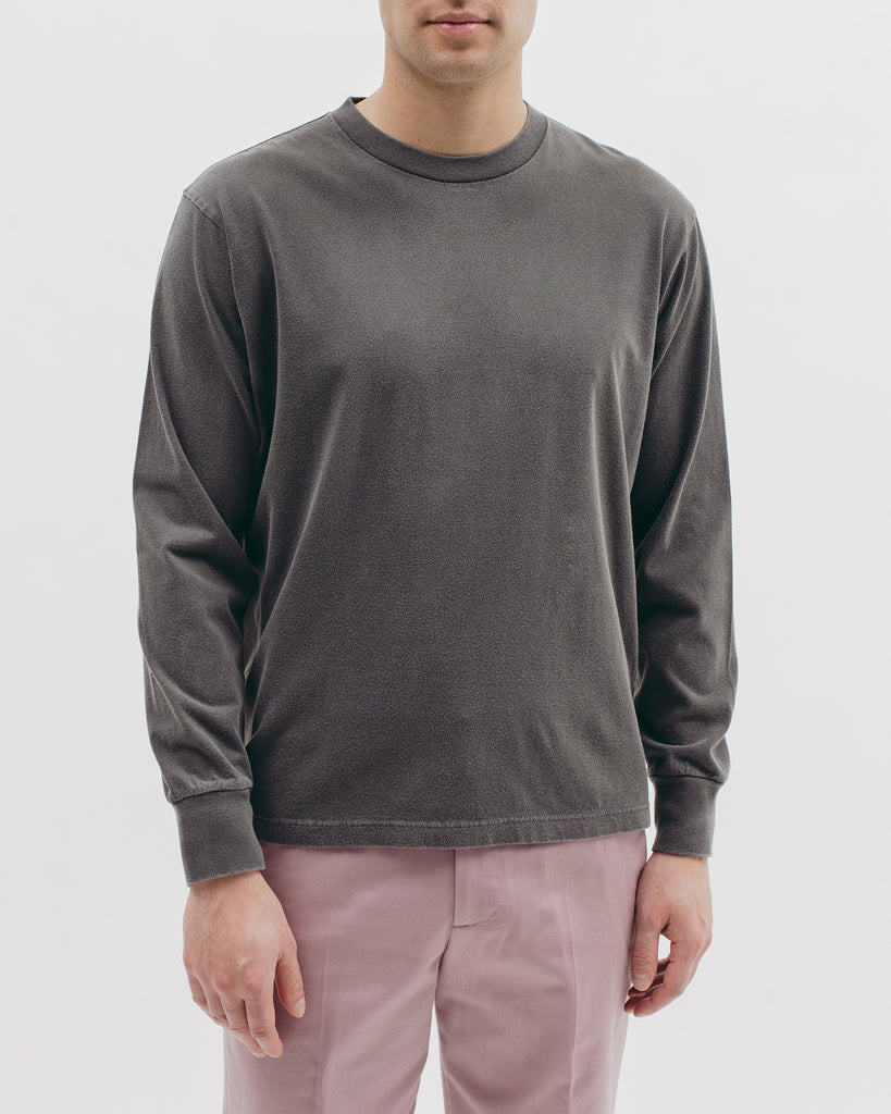 Natural Dyed Block L/S Jersey - Charcoal - Maiden Noir
