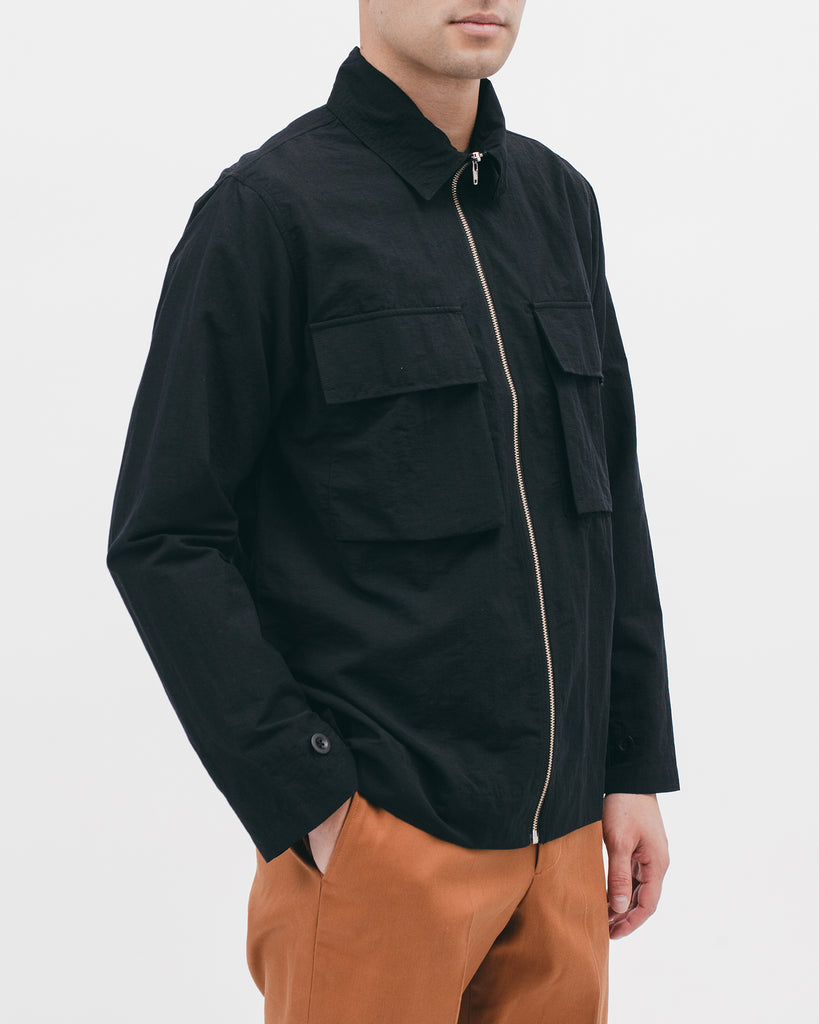 Nylon Poplin LS Shirt - Black - [product _vendor]