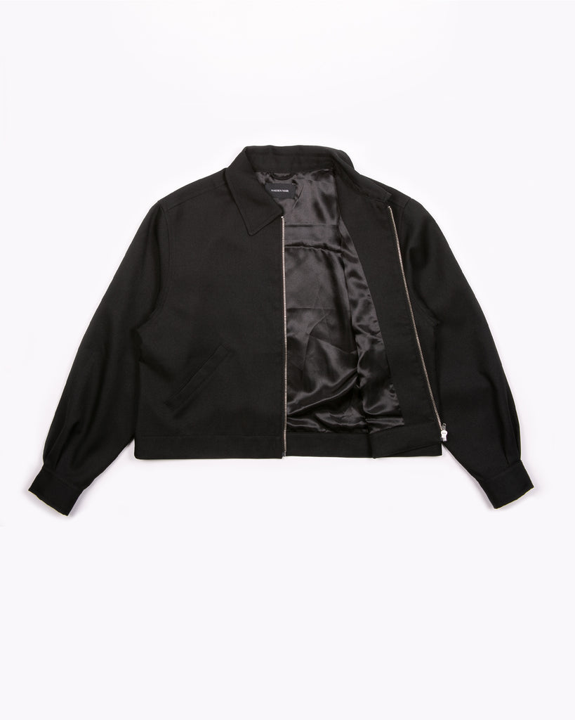 Crop Harrington Jacket - Black Sharkskin W