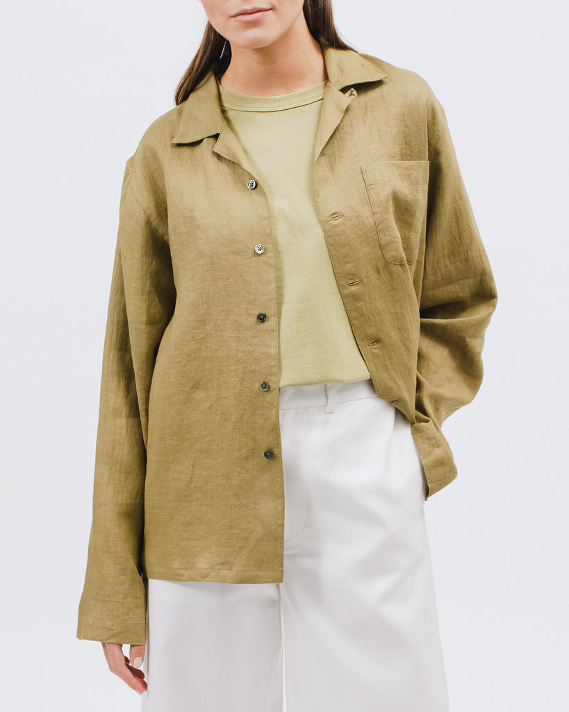 Linen LS Shirt - Olive - [product _vendor]