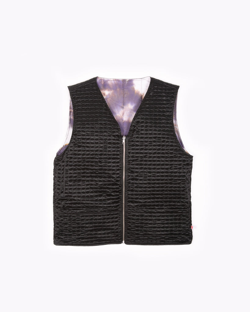 Reversible Insulated Vest - Black/Purple Ash Dyed