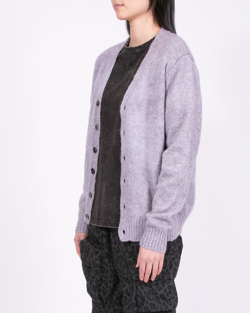 Mohair Dyed Cardigan - Purple Ash Dyed