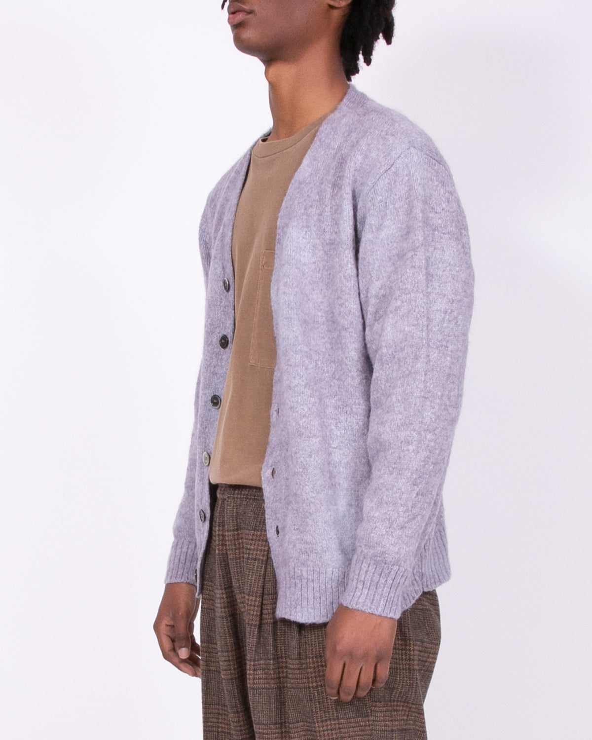 Maiden Noir Mohair Dyed Cardigan - Purple Ash Dyed