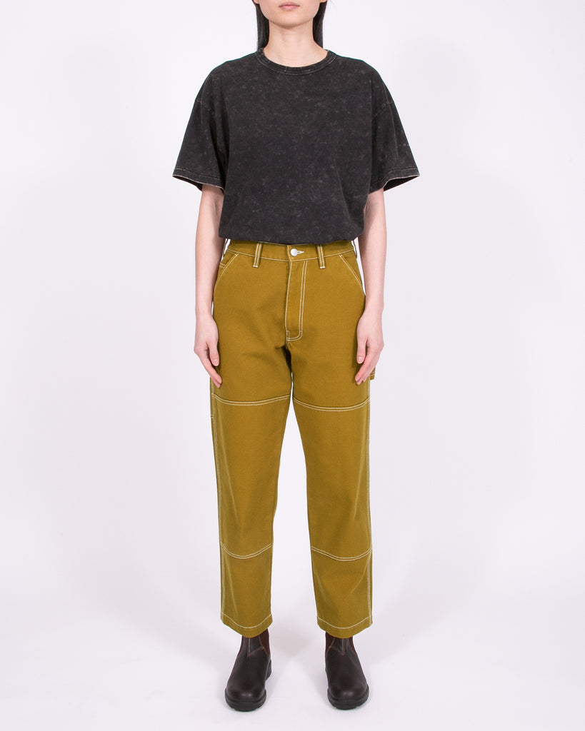Overdyed Double Knee Trouser - Moss