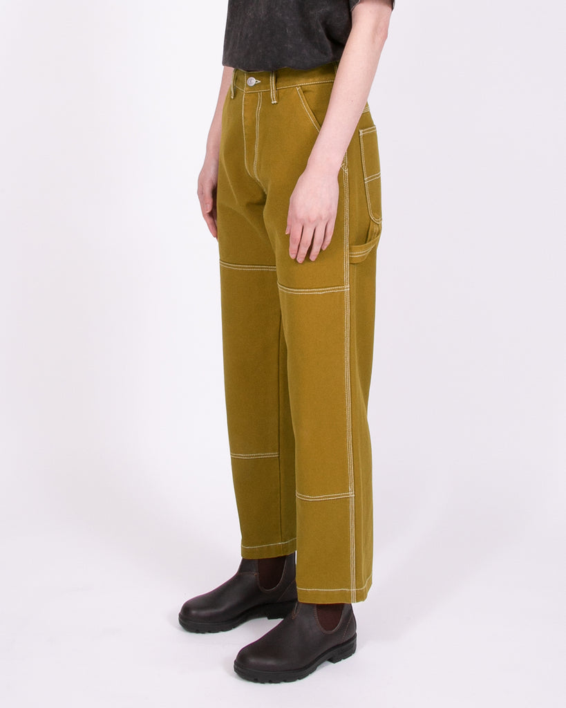 Overdyed Double Knee Trouser - Moss