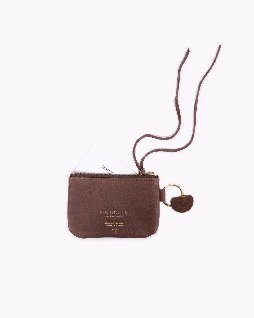 Leather/Wool Coin Purse - Dark Brown/Olive Camo