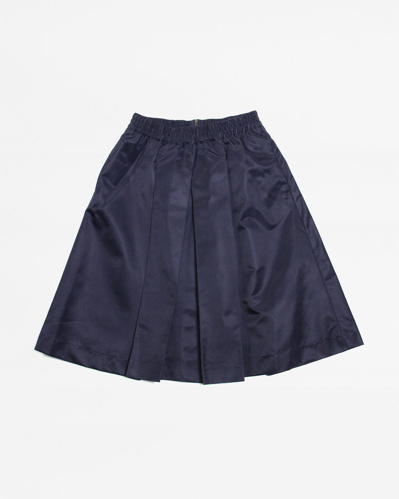 Satin Pleated Skirt - Navy