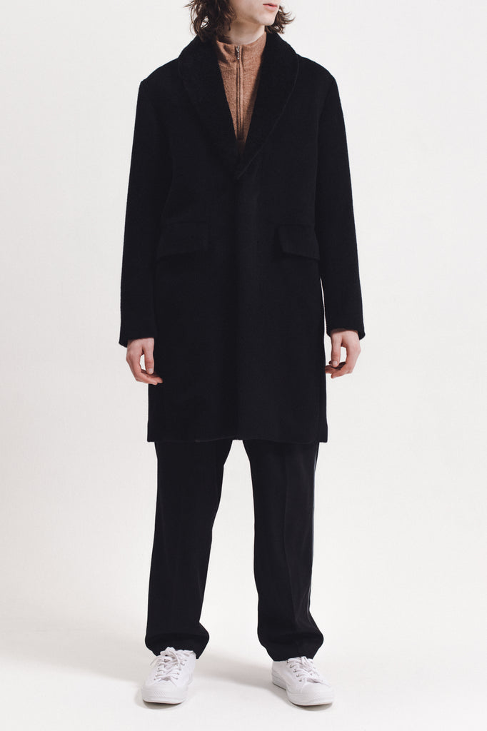Wool Overcoat With Shearling - Black - [product _vendor]