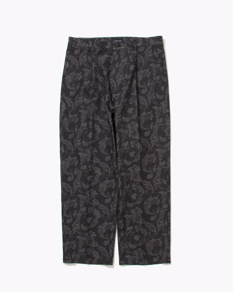 Pleated Paisley Trouser - Charcoal