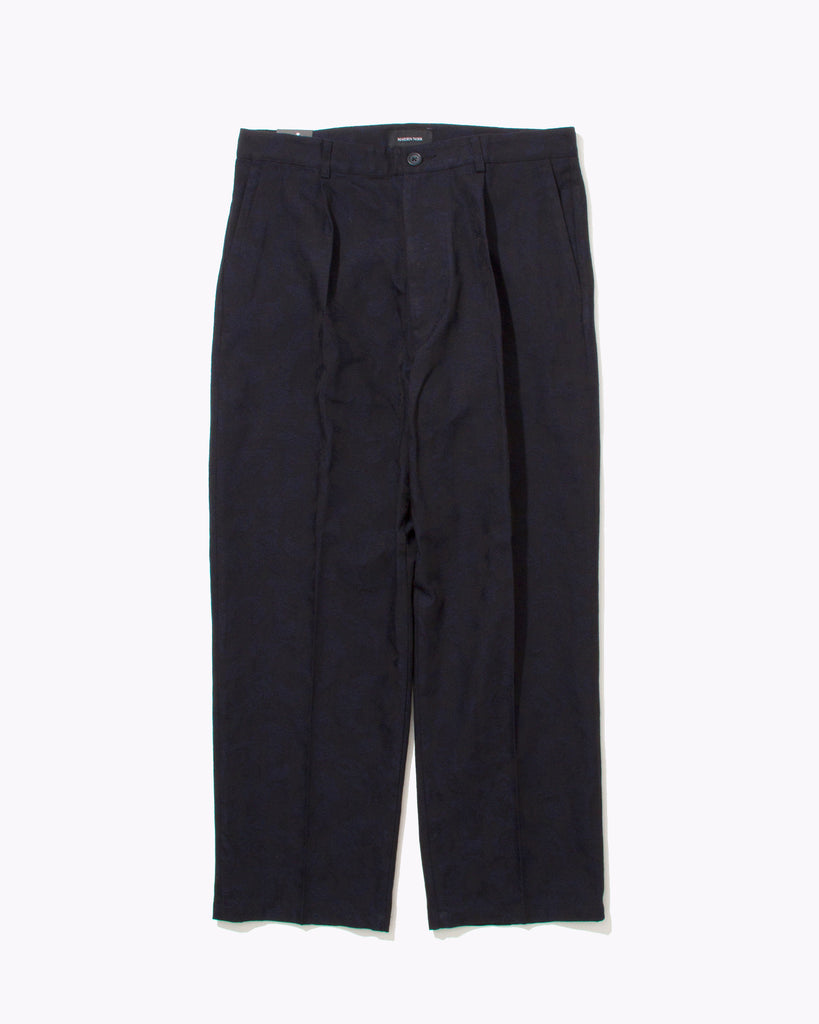 Pleated Paisley Trouser - Navy