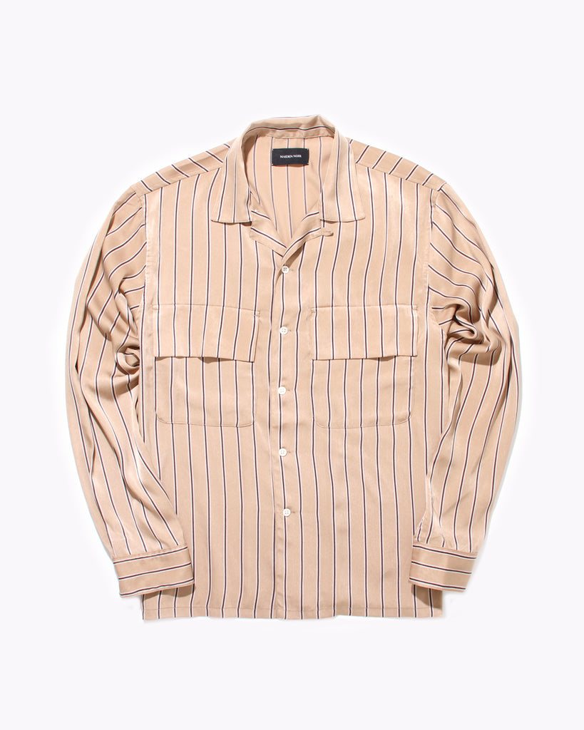 Stripe Rayon Shirt - Beige