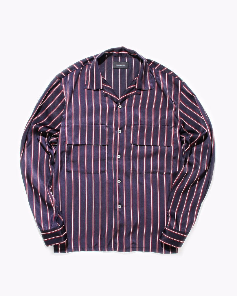 Stripe Rayon Shirt - Navy