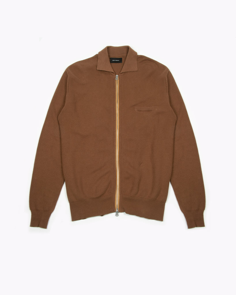 Zipper LS Knit Polo - Golden Brown - Maiden Noir