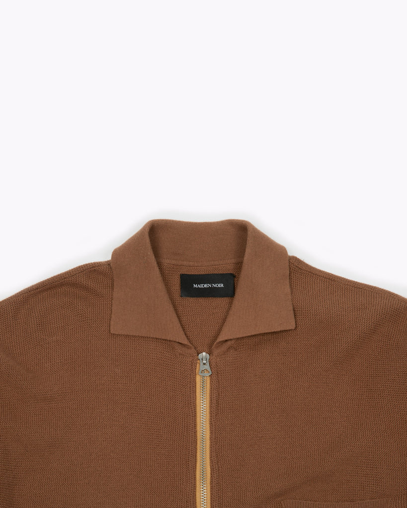 Zipper LS Knit Polo - Golden Brown - Maiden Noir